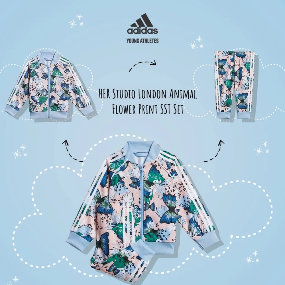Adidas multi color her studio London sweatsuit girls set size 12 months NWT